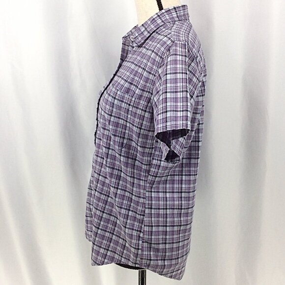 Columbia Top Womens Size Small Purple Plaid Short Sleeve Button Down Cotton - Picture 4 of 6